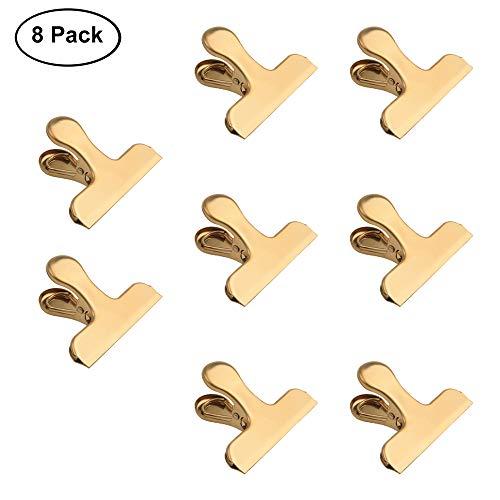 Chip Bag Clips,8 Pack Large Golden Stainless Steel Air Tight Bag Clip Perfect for Kitchen &Office (8 pack)