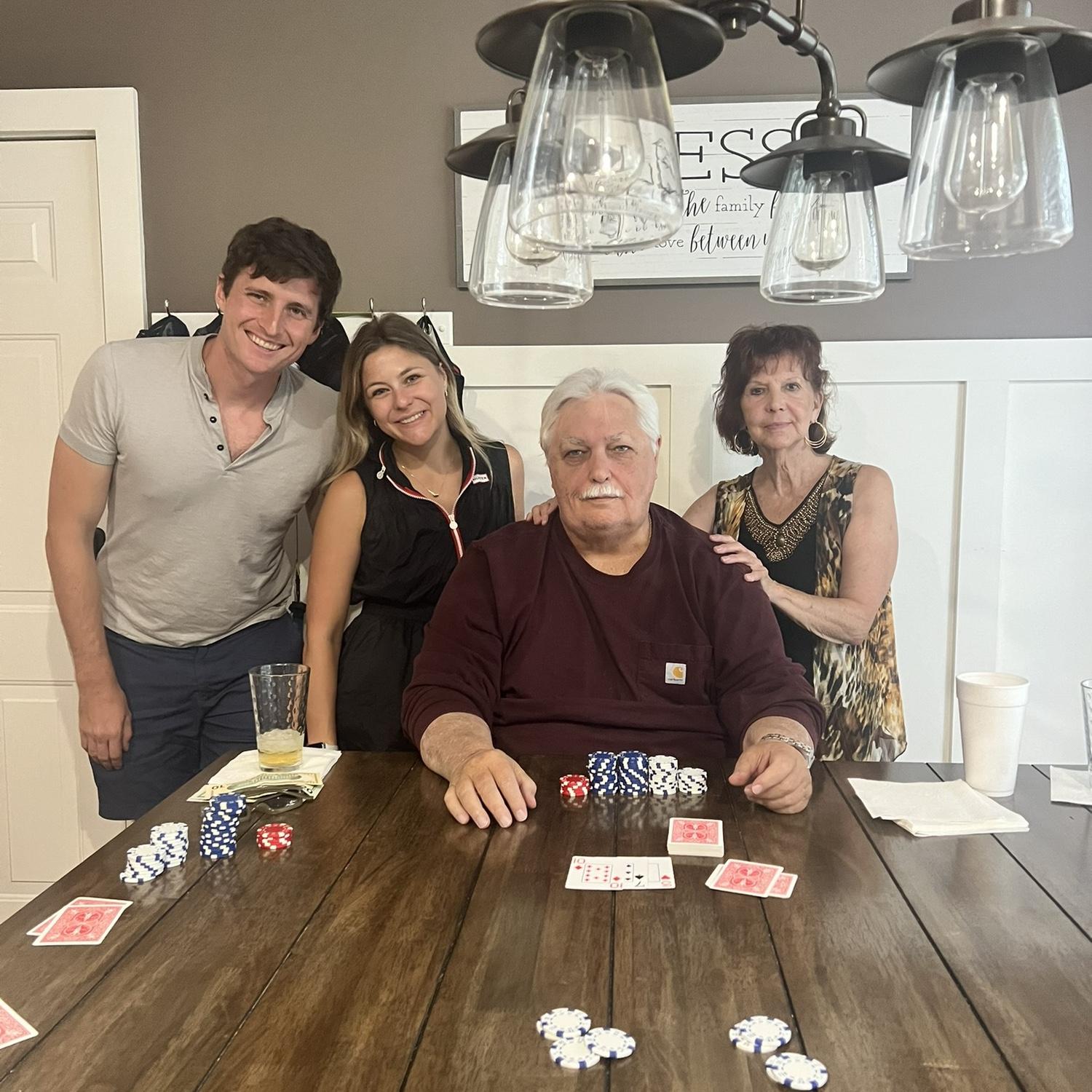Playing poker with Emily's Mamaw and Papaw in Whitsett, NC in 2024!