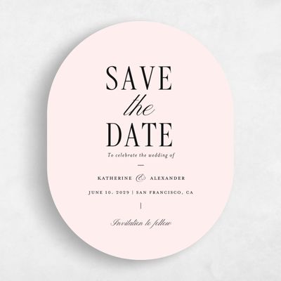 Lightest Blush, Pink Wedding Save the Date - Dove Portrait