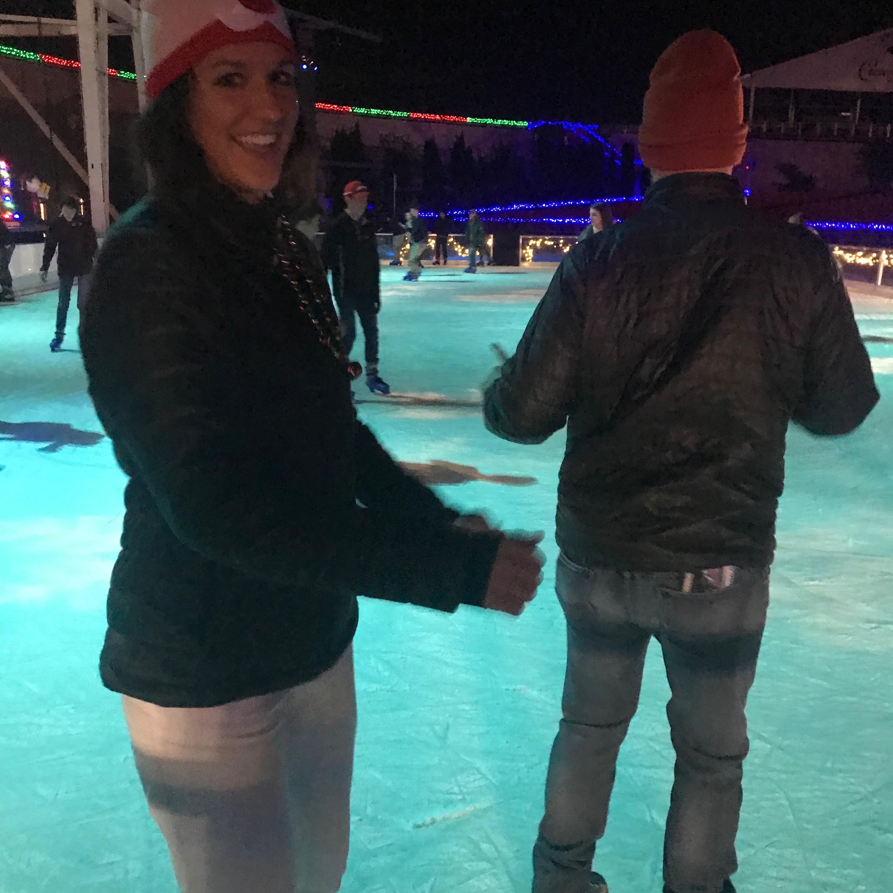 Documented on Camera: our first time ice skating together! At the Circuit of Americas, Christmas Light show