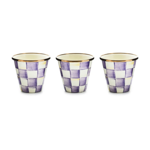 Violet Check Herb Pots, Set Of 3