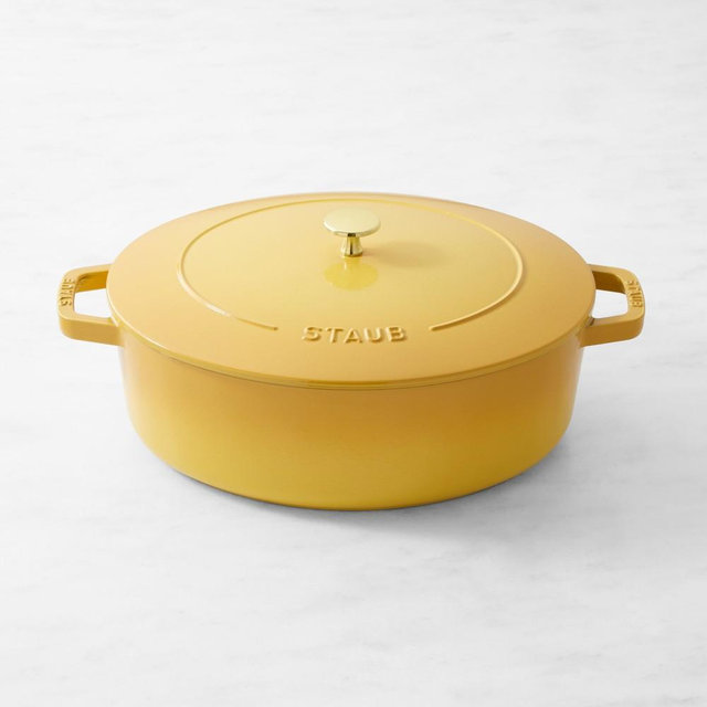 Staub Enameled Cast Iron Wide Oval Dutch Oven, 6.25-Qt., Citron