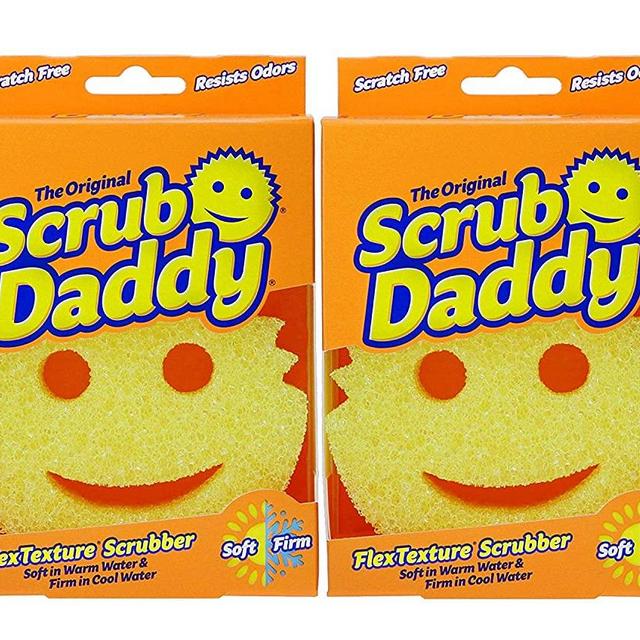 The Original Scrub Daddy - FlexTexture Sponge, Soft in Warm Water, Firm in Cold, Deep Cleaning, Dishwasher Safe, Multi-use, Scratch Free, Odor Resistant, Functional, Ergonomic, 2ct