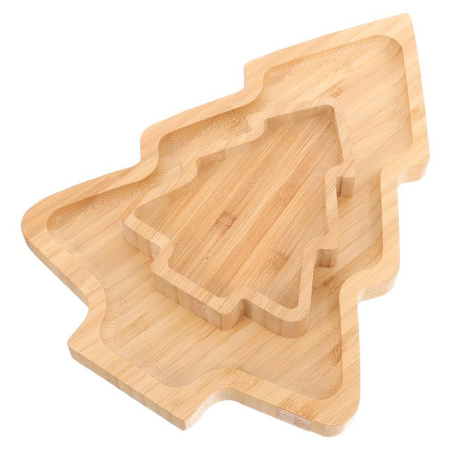 DEARMAMY 2PCS Wood Serving Platters:Christmas Tree Shaped Wooden Tray for Japanese Sashimi, Holiday Platters,Serving Charcuterie Board Decorative Cheese Cookie Trays Sandwich Dessert Snacks