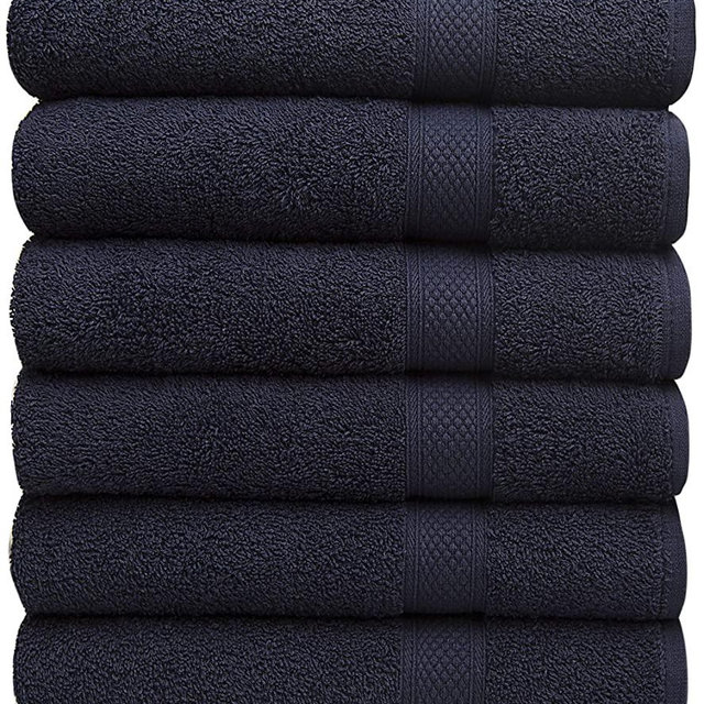 Pleasant Home Towels Set for Gym, Pool & Spa - 6 Pack – 24” x 50” - 100% Cotton - 500 GSM – Lightweight, Soft & Absorbent (Navy)
