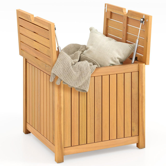 Costway 2-in-1 Outdoor Side Table w/Storage Umbrella Hole & Removable Base for Backyard
