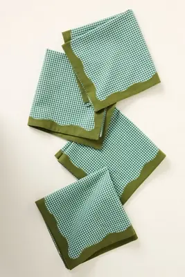 Ruby Scallop-Border Napkins, Set of 4