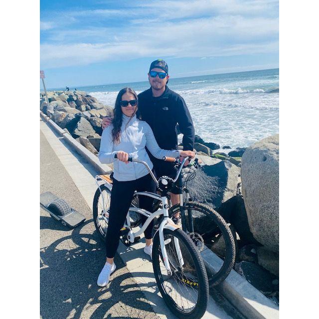 Biking near the ocean in San Diego.