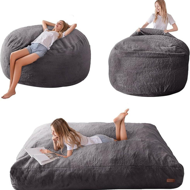 MAXYOYO Giant Bean Bag Chair Bed for Adults, Convertible Beanbag Folds from Lazy Chair to Floor Mattress Bed, Large Floor Sofa Couch, Big Sofa Bed, High-Density Foam Filling, Machine Washable