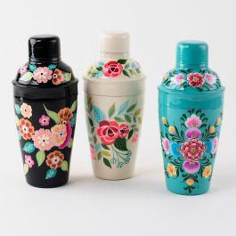 Hand Painted Floral Cocktail Shaker