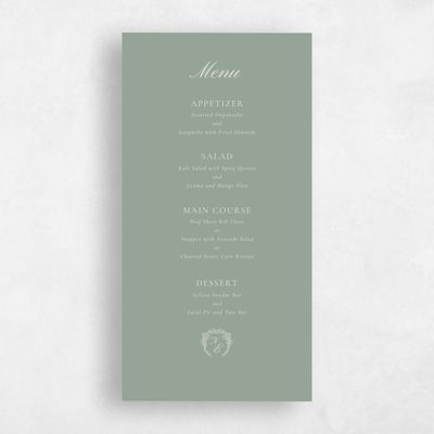 Sage, Green Wedding Menu - Pasquo