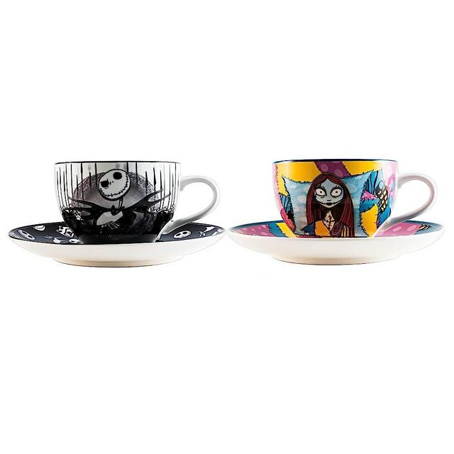 Silver Buffalo NBTC1 Disney Nightmare Before Christmas Jack and Sally Set Ceramic Tea Cup, Multicolor, 1 fluid ounces