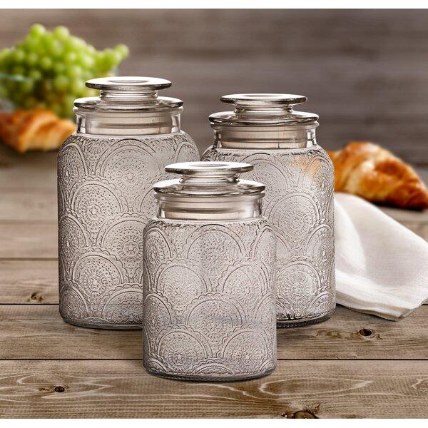 Glass 3 Piece Kitchen Canister Set