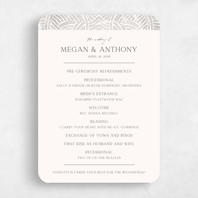 Grey Rounded Wedding Program - Belmont