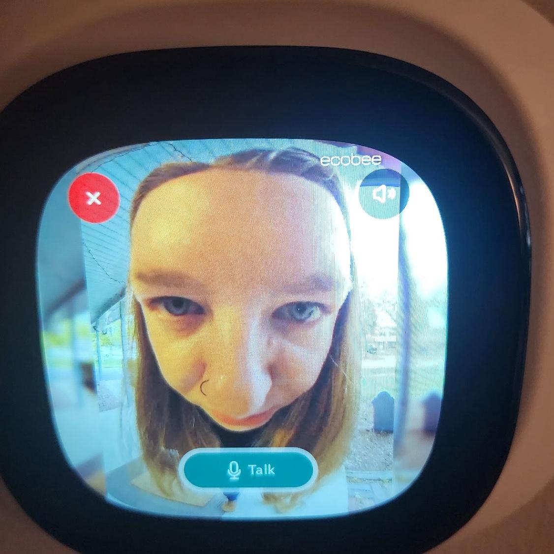 Lindsay testing the video doorbell