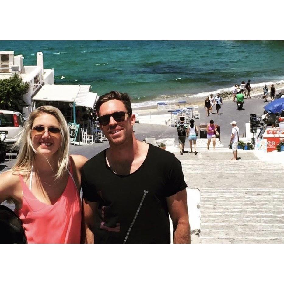 Mykonos, Greece - Our first photo taken as a couple