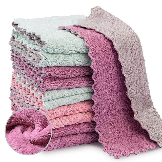 kimteny 12 Pack Kitchen Cloth Dish Towels, Premium Dishcloths, Super  Absorbent Coral Velvet Dishtowels, Nonstick Oil Washable Fast Drying  (Purple-Grey) 