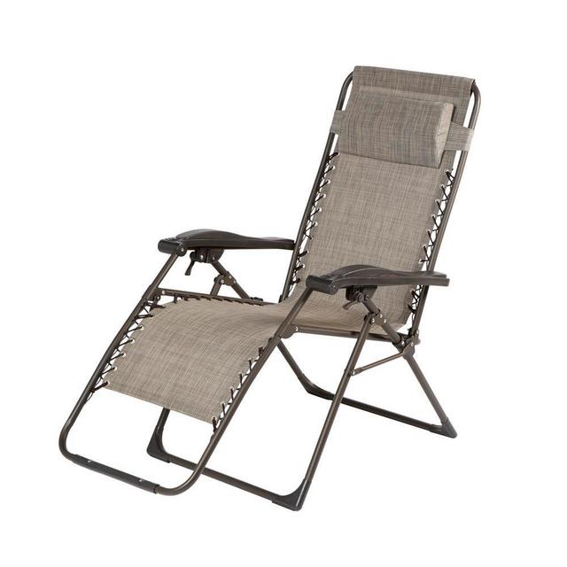 Mix and Match Mocha Pearl Folding Zero Gravity Steel Outdoor Patio Sling Chaise Lounge Chair in Riverbed Taupe