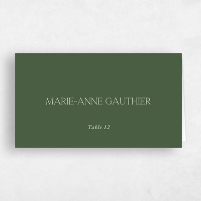 Dark Olive, Green Wedding Place Card - Hasbrouk