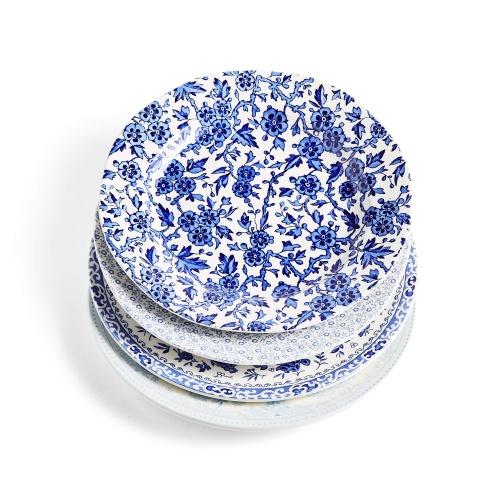 Burleigh Assorted Blue Side Plates, Set of Four
