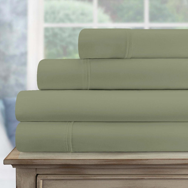 Luxury Sustainable Egyptian Cotton 700 Thread Count Solid Sheet Set, California King, Sage - Blue Nile Mills