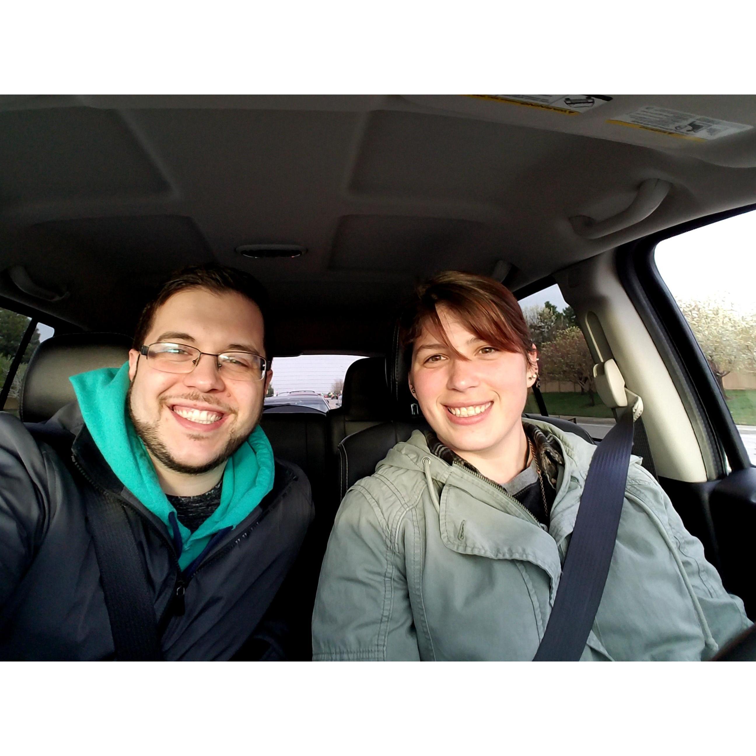 One of the first days in the car together on our trip across the country!