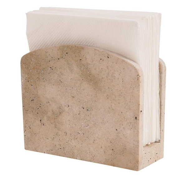 Marble Napkin Holder for Table 6.5 Inch Handmade Travertine Decorative Cocktail Napkins & Tissue Paper Holders for Modern Farmhouse Decor, Bathroom Accessories, Home, Kitchen and Dining