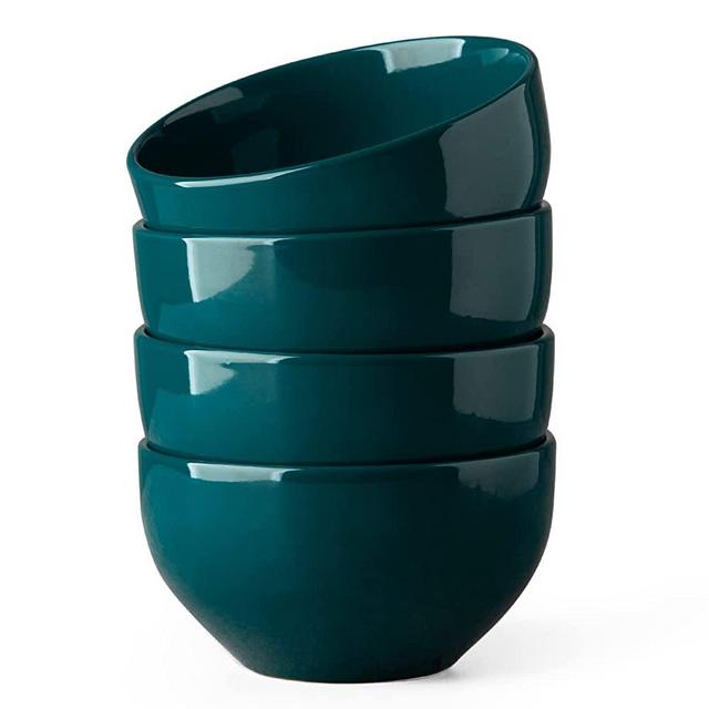 AmorArc Cereal Bowls Set for Kitchen, 22oz Ceramic Deep Soup Bowls Set of 4 , Chip-Resistant Cereal Bowls for Soup Oatmeal Dessert Rice, Microwave&Dishwasher Safe, Green