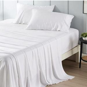 Bedsure King Size Sheet Set, Cooling Sheets King, Rayon Derived from Bamboo, Deep Pocket Up to 16", Breathable & Soft Bed Sheets, Hotel Luxury Silky Bedding Sheets & Pillowcases, White