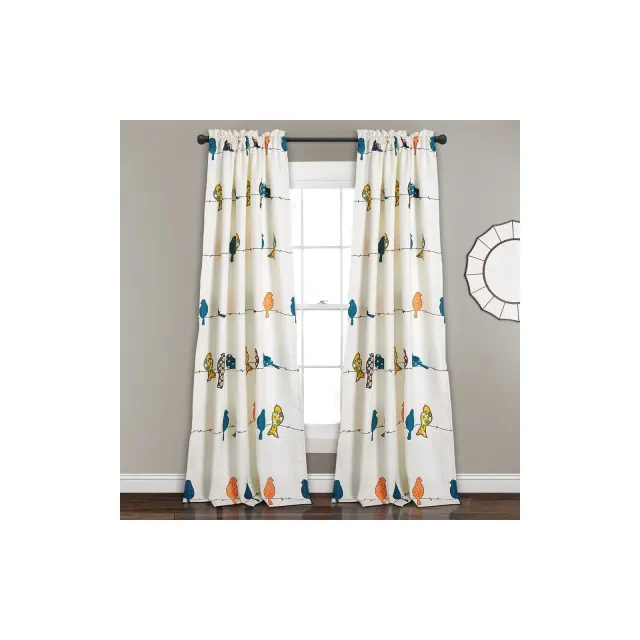 Home Boutique Rowley Birds Light Filtering Window Curtain Multi Set 52x84+2