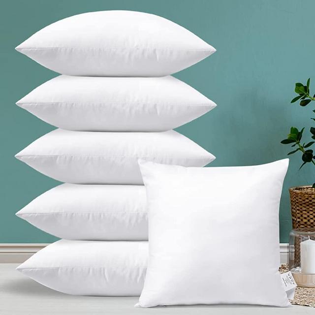 OTOSTAR Pack of 6 Throw Pillow Inserts, 18 x 18 Square Cushion Inner Soft Fluffy Plump Stuffer Cushion Pads White Decorative Pillow Inserts