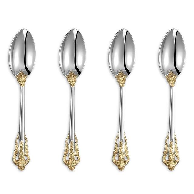 KEAWELL Luxury 6.3" Teaspoons, 18/10 Stainless Steel, Gorgeous Small Spoons, Stirring, Mixing, Sugar, Cake, Dessert Spoons, Mini Antipasto spoons (Gold Accent)