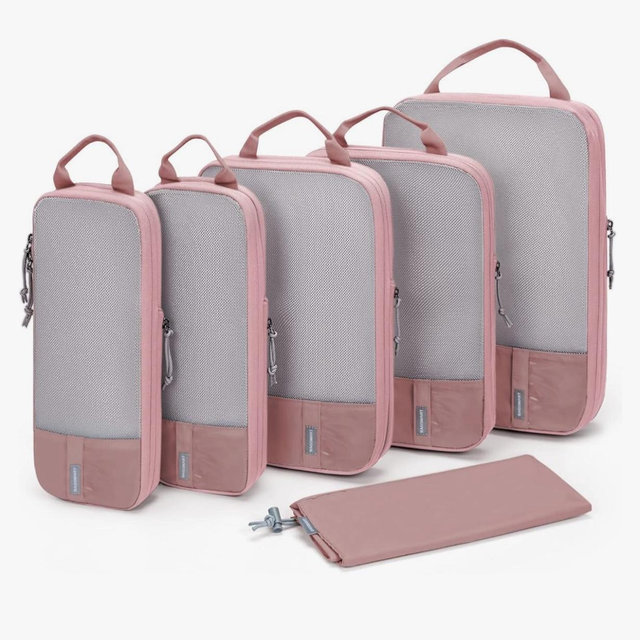 BAGSMART 6 Set Compression Packing Cubes - Lightweight Travel Essentials, Durable Luggage Organizer