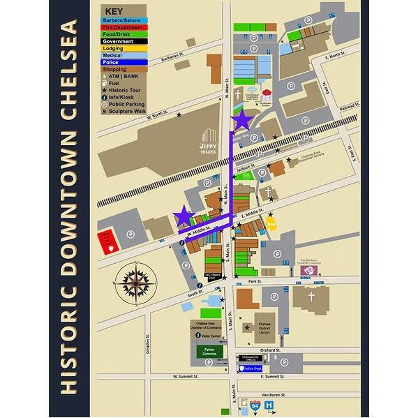 Ceremony and Reception location, public parking listed.