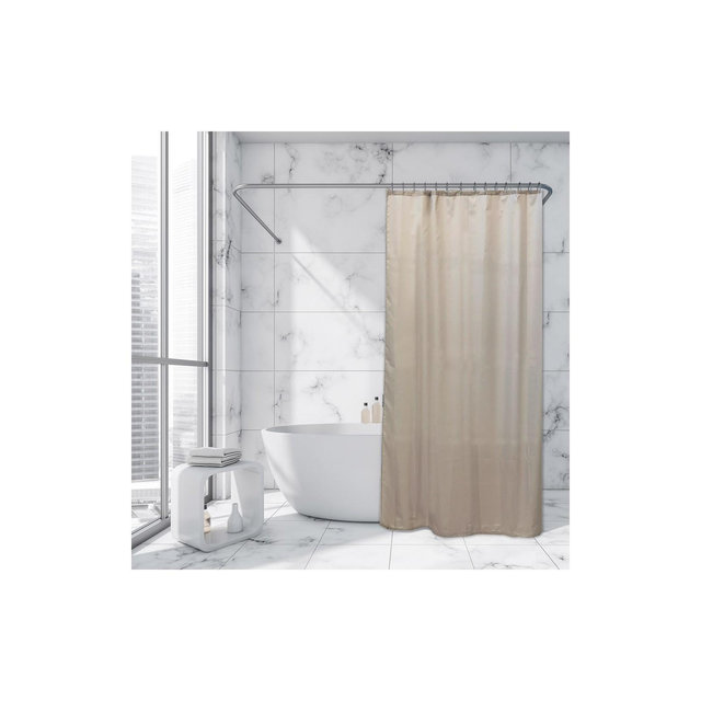 Evideco French Home Goods Taupe Extra Long Shower Curtain Polyester 12 Rings 79"L x 71"W