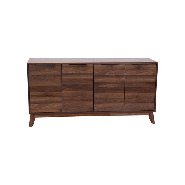 EMMA+OLIVER Beverly Mid-Century Modern Wooden Buffet With Soft Close Doors, Shelving And Sleek Tapered Legs With Protective Floor Glides