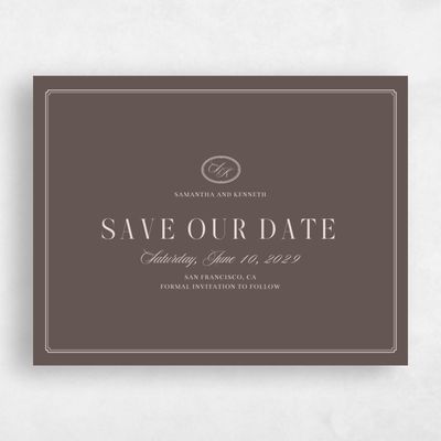 Dark Taupe, Brown Wedding Save the Date - Cillian Landscape
