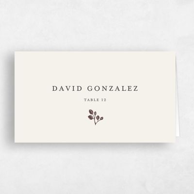 Chocolate, Brown Wedding Place Card - Viola