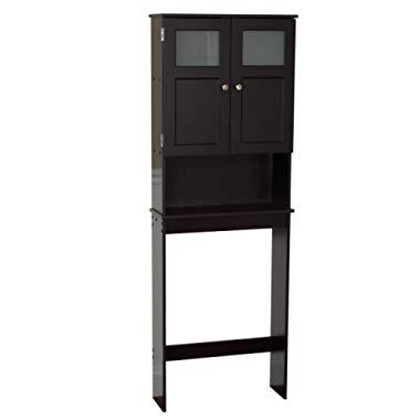 Zenna Home Over The Toilet Bathroom Spacesaver, Bathroom Storage with Glass Windows, Espresso