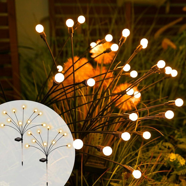 PATIOPIA Solar Garden Lights, 20 LED Firefly Garden Lights Solar Outdoor, Solar Lights for Outside Sway by Wind,Solar Lights Outdoor Waterproof for Christmas Yard Patio Pathway Decoration (2 Pack)
