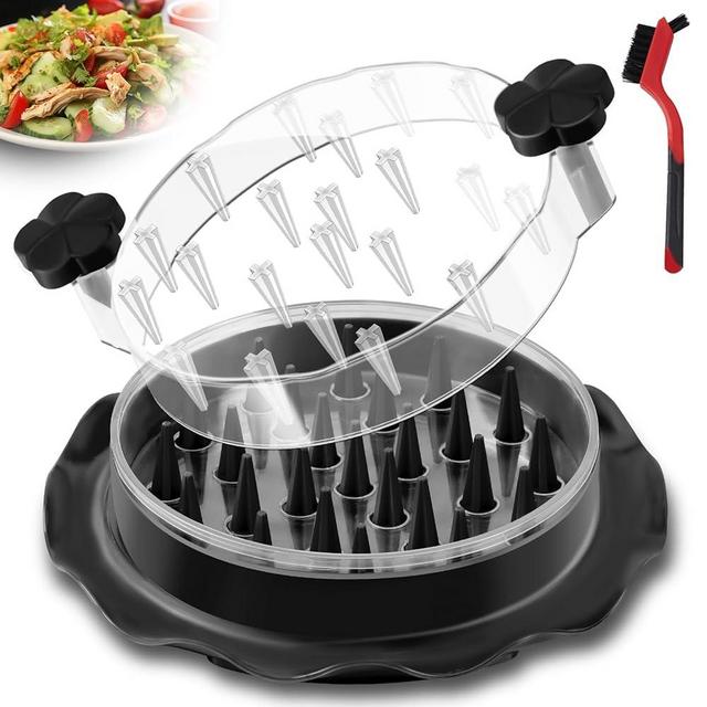 Chicken Shredder Tool Twist Large,Visible Chicken Breast Shredder,Transparent Lid,Large Meat Shredder Machine - Ergonomic Handle,Dishwasher Safe,Anti-slip,Cleaning Brush,Heat Resistant,BPA Free