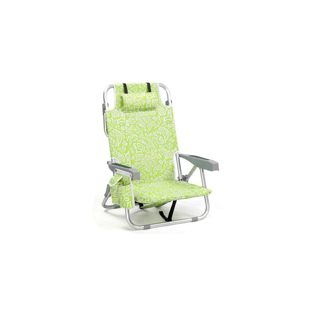 Karl Home 7.9inH Aluminum Reclining Folding Beach Chair 6-Positions With Cooler Bag And Cup Holder