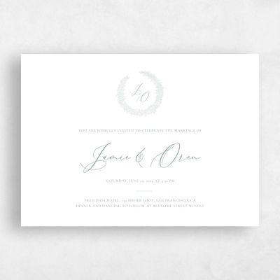 Rich Sage, Green Wedding Invitation - Mathias Landscape