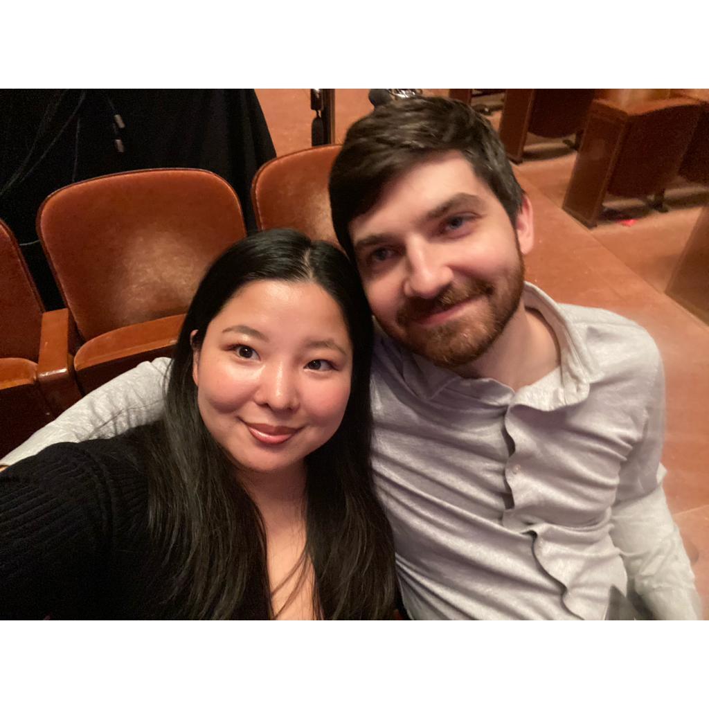 Nozomi valiantly fought off a nap while seeing Aidan's favorite Tchaikovsky symphony, 11/17/23