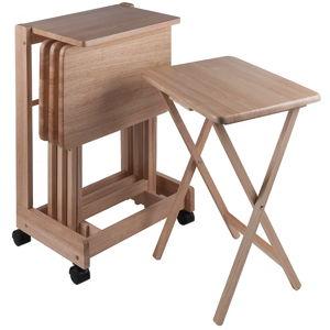 Winsome Wood 5 -Pack 1.214-Feet x 1.588-Feet Indoor Rectangle Wood Brown Folding TV tray 4 -Person