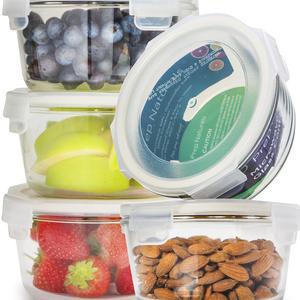 [5-Pack] Glass Meal Prep Containers Glass Round - Glass Food Storage Containers - Glass Storage Containers With Lids - Glass Lunch Containers Food Container - Glass Food Containers, 25oz