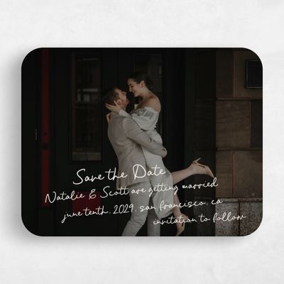 Beige Rounded Wedding Save the Date - Morgay Photo