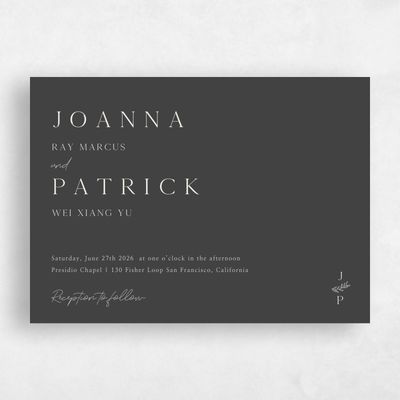 Dark Charcoal, Grey Wedding Invitation - Sivas Landscape