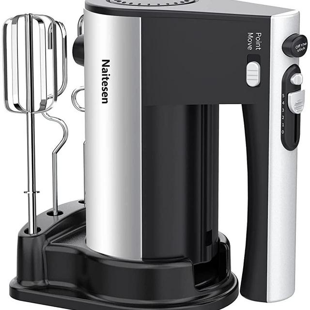 600W 10 Speed Electric Hand Mixer Powerful with Turbo Handheld Mixer for Baking Cake Lightweight & Efficiency Kitchen Mixer with Beaters Dough Hooks, Whipping Mixing Cookies, Brownies, Batters, Meringues, Mashed Potatoes
