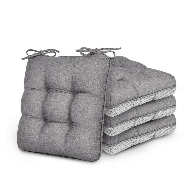 Love's cabin Memory Foam Chair Cushions Set of 4, Outdoor/Indoor Chair Pads for Dining Chairs 4 Pack, Seat Cushions for Kitchen, Dining Room, Office, Patio Chairs, 16x16 Grey